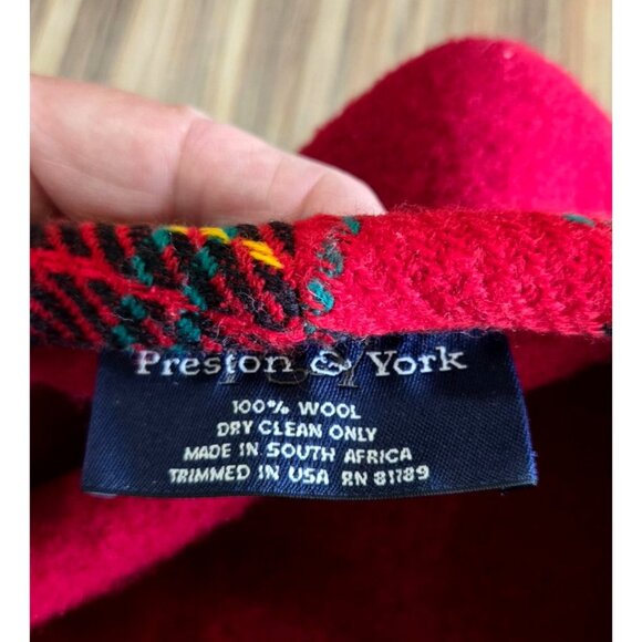 Beret Red Berry Wool Plaid Trim Sz 7/M Preston & York Scottish Plaid Celtic - Picture 7 of 9